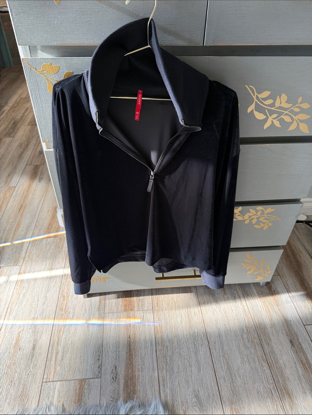 SPANX Black Quarter-Zip Pullover Hoodie